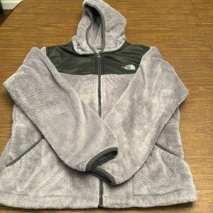 The North Face Girls Oso Soft Fleece Zip Jacket Coat Gray Size XL/18